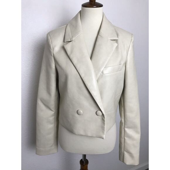 7 For All Mankind Jacket Vegan Leather Double Breast - Picture 1 of 10